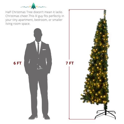 Half Christmas Tree doesn't mean it lacks Christmas cheer. This lil guy fits perfectly in your tiny apartment, bedroom, or smaller living room space.

6 FT 7 FT
