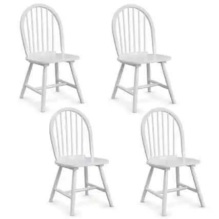 Front. Costway - Set of 4 Vintage Windsor Dining Side Chair Wood Spindleback Kitchen Room - White.