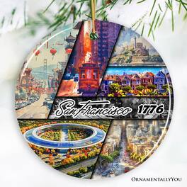 OrnamentallyYou - Artistic San Francisco California Christmas Ornament Vintage Souvenir Decoration - Multi-colored