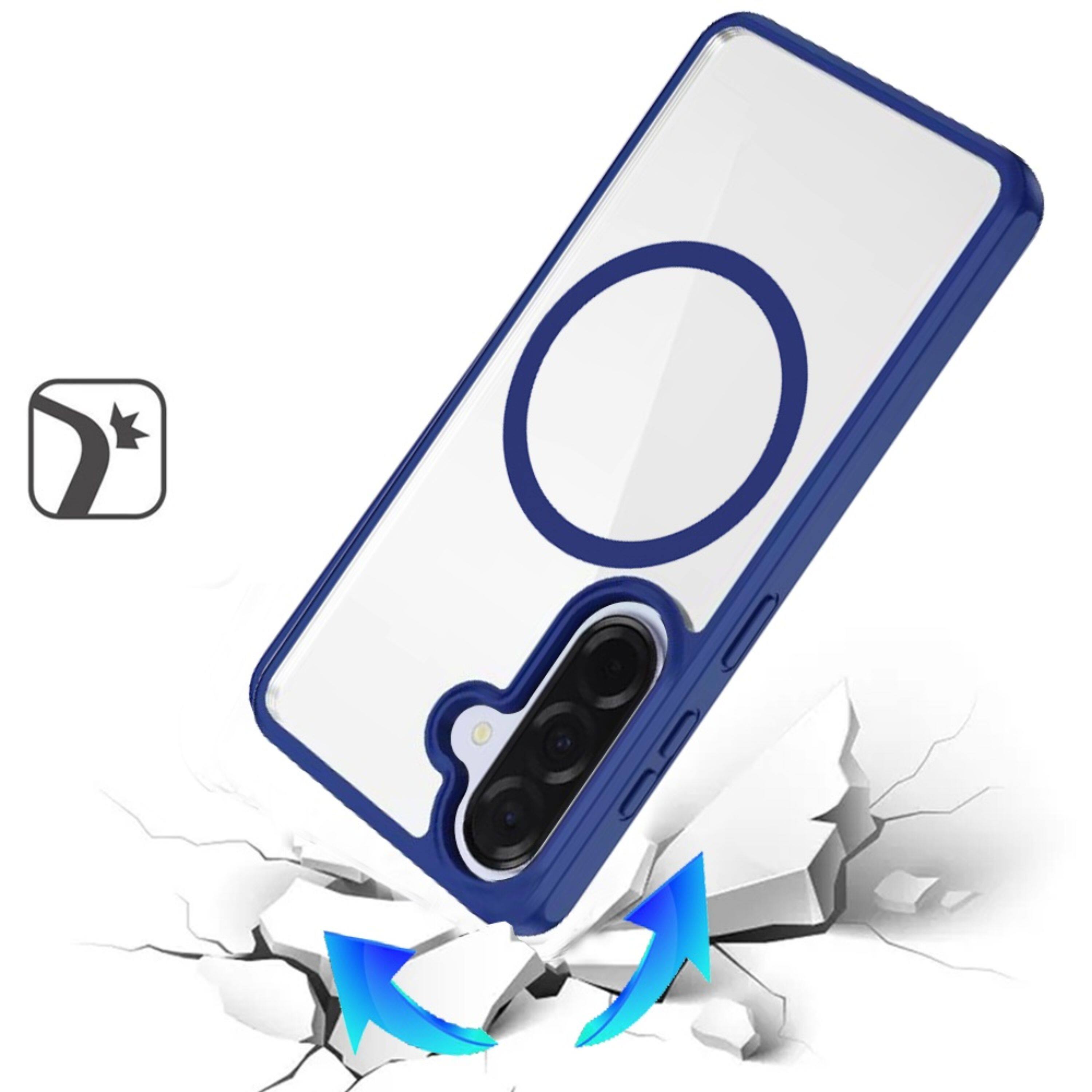 Angle. Kitcheniva - Premium Magnetic Circle Shockproof Case With Tempered Glass For Samsung Galaxy A37 Navy Blue - Navy Blue.