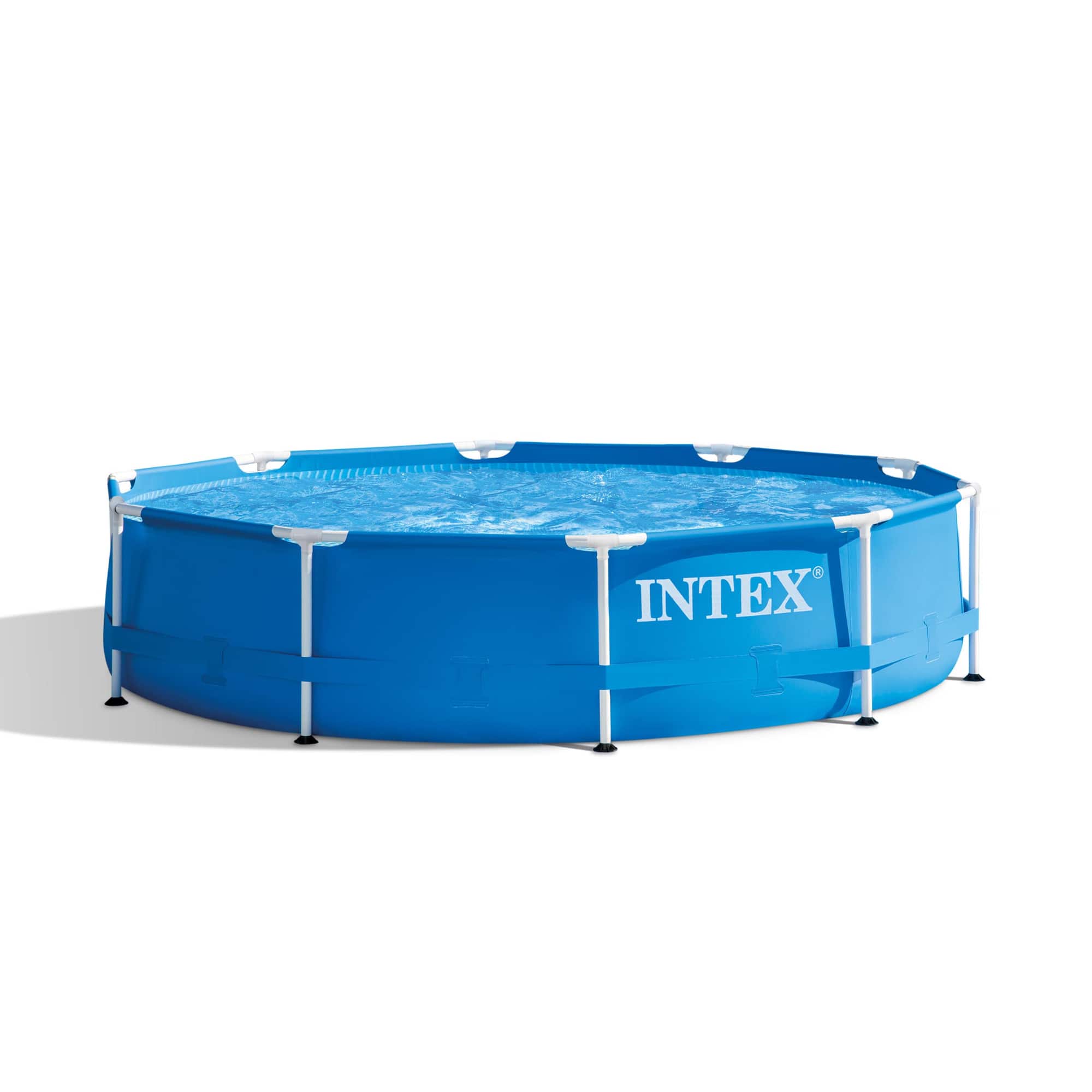 Front. Intex - 10' x 30" Metal Frame Round Above Ground Swimming Pool with Pump - Blue.