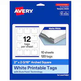 Avery - Arched Square Tags, 2" x 2-3/16", Matte 120 Total - White