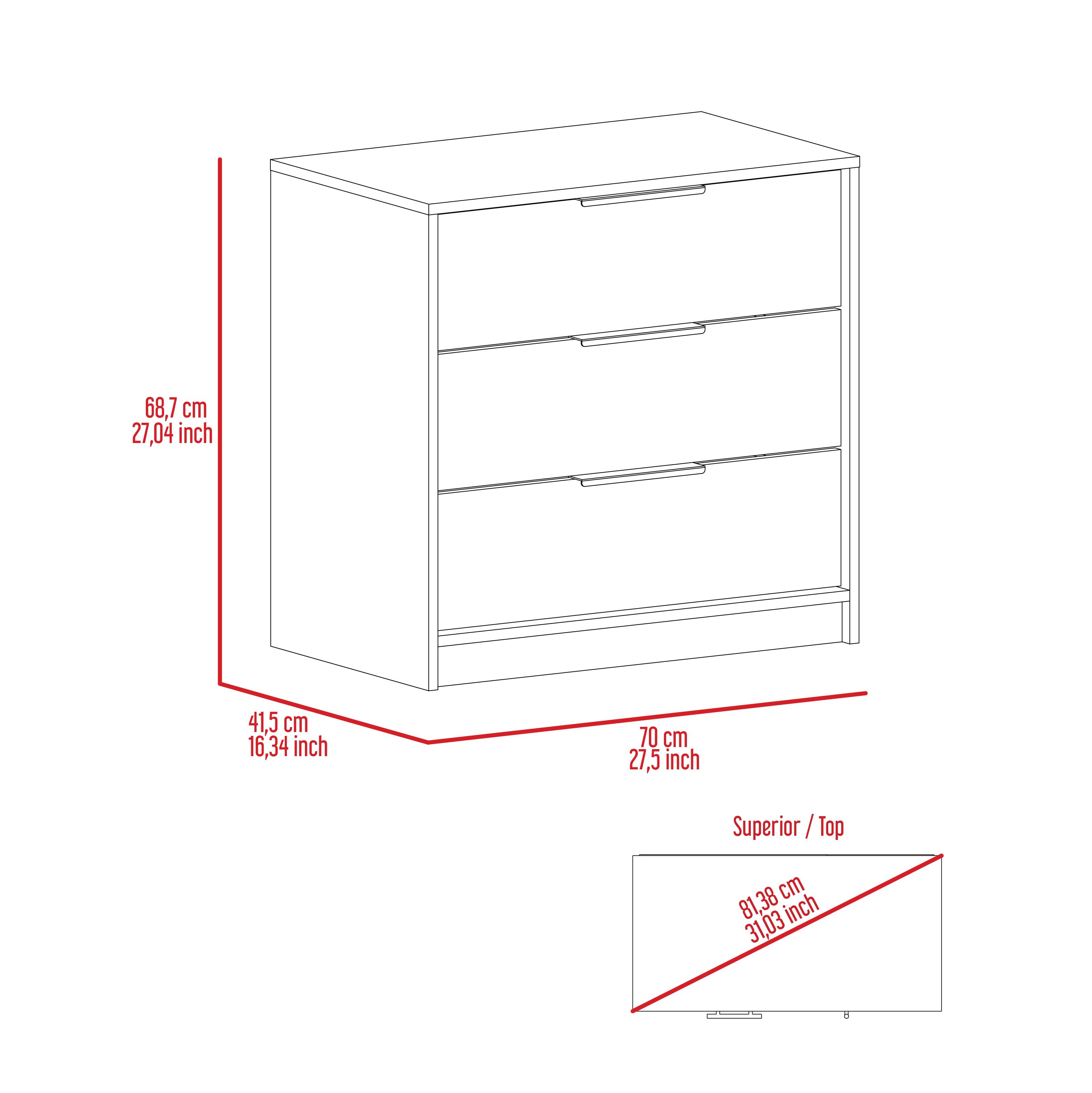 68.7 cm  
27.04 inch  

41.5 cm  
16.34 inch  

70 cm  
27.5 inch  

Superior / Top  
81.38 cm  
31.03 inch