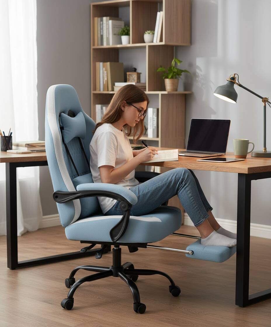 Alt View 6. AOITUN - Computer Gaming Chair High Back Ergonomic, Value for Daily Use - Blue.