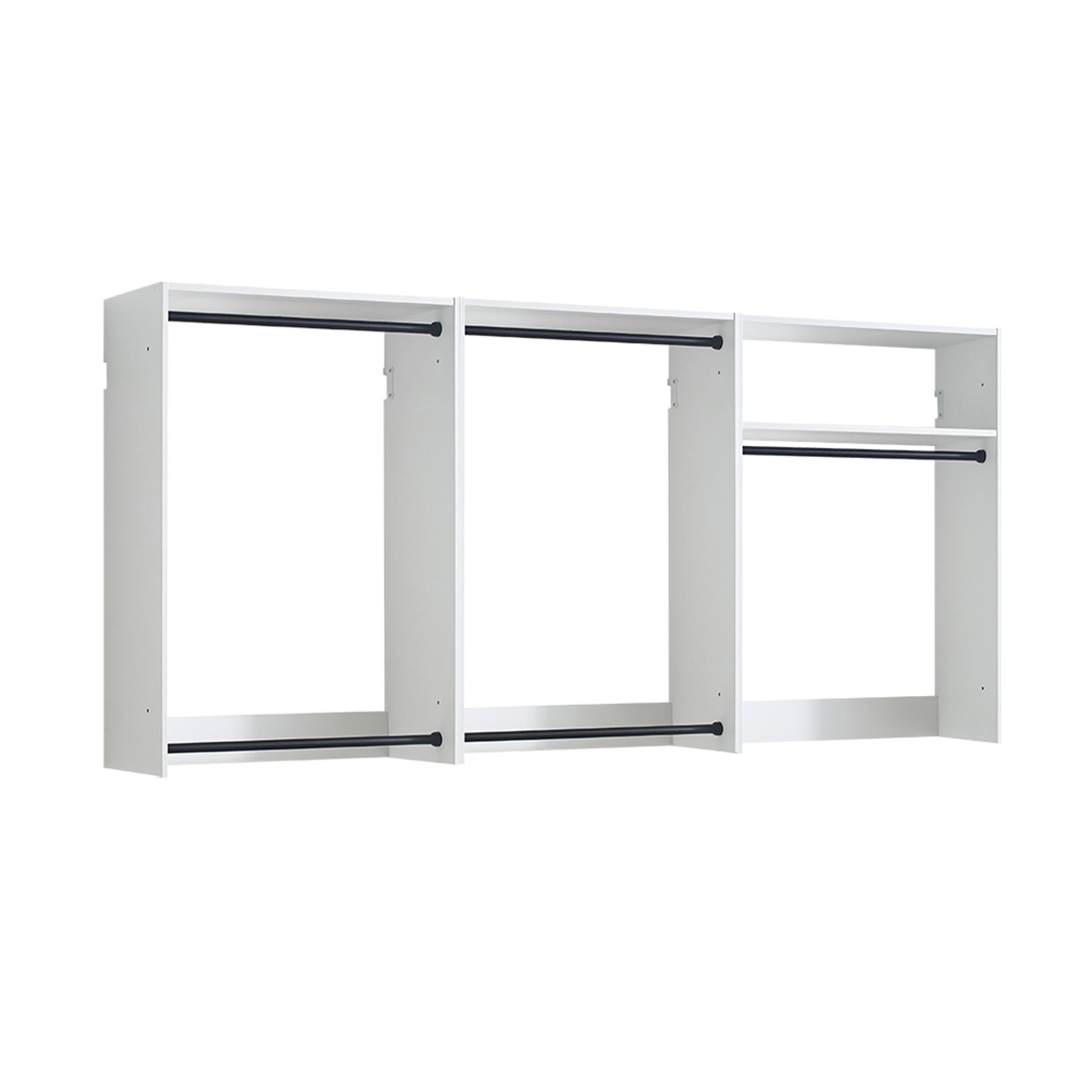 Front. Manhattan Lane - Vedz Wall Mount Closet Set, 1 Shelf, 5 Hanging Rods, White Melamine - Oak Brown, Black.