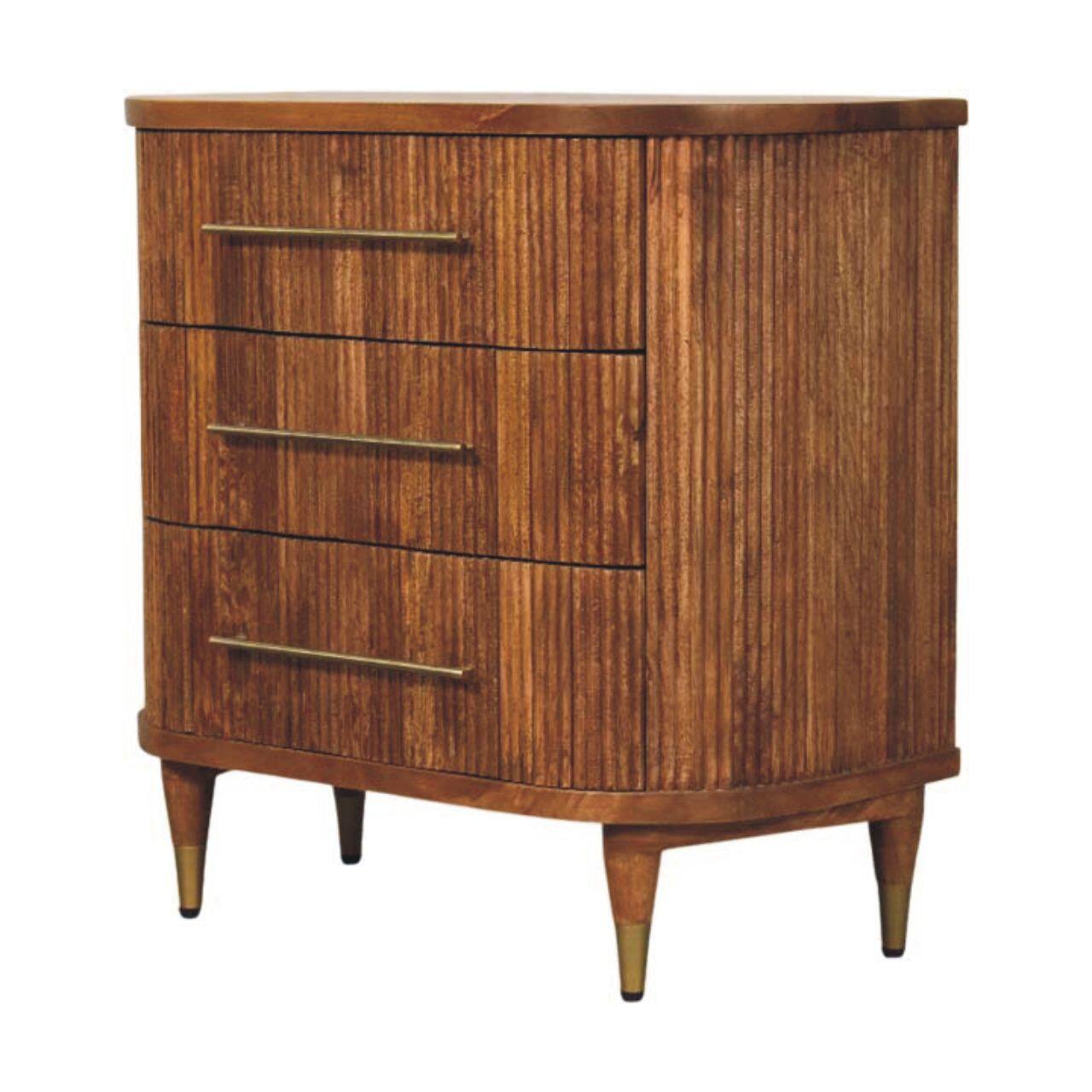 Angle. Artisan Furniture - Artisan Furniture Solid Wood Emerson Ribbed 3-Drawer Chest - Brown.