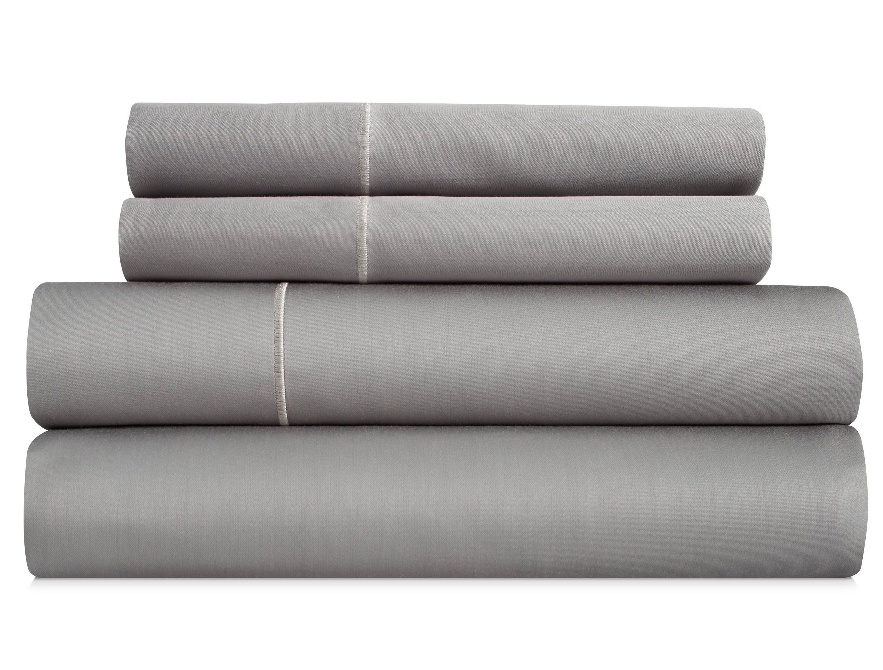 Angle. Bibb Home - Bibb Home 1000TC Egyptian Cotton Rich 4-Piece Sheet Set - Silver.