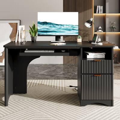 Bestier 55 inch Double Drawer Office Desk with USB Charging Ports Bestier 55 inch Double Drawer Office Desk with USB Charging Ports