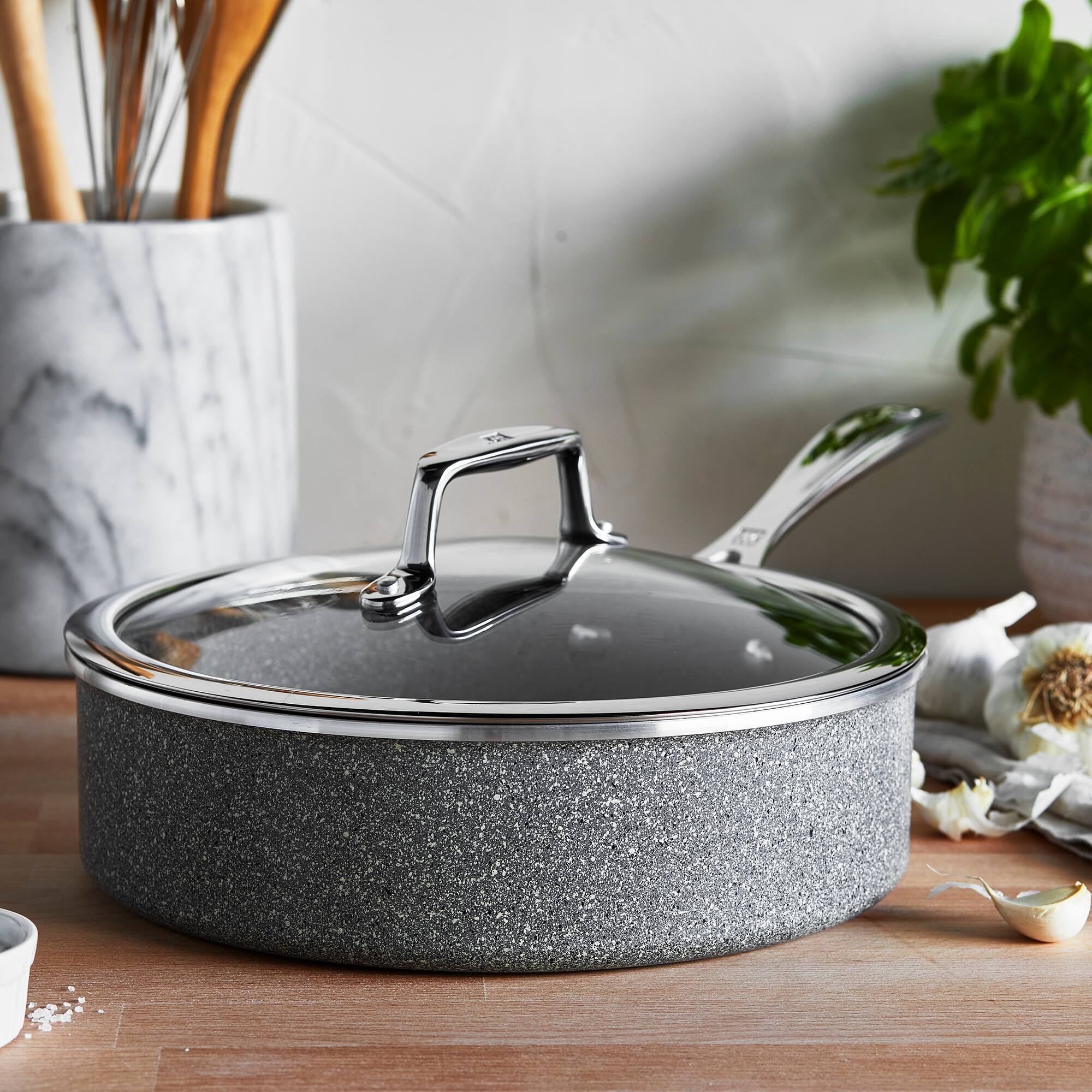 Alt View 7. ZWILLING - ZWILLING Vitale 3-qt Aluminum Nonstick Saute Pan with Lid - Gray.