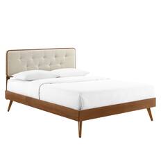 Front. Modway - Bridgette Wood King Platform Bed With Splayed Legs - Brown.