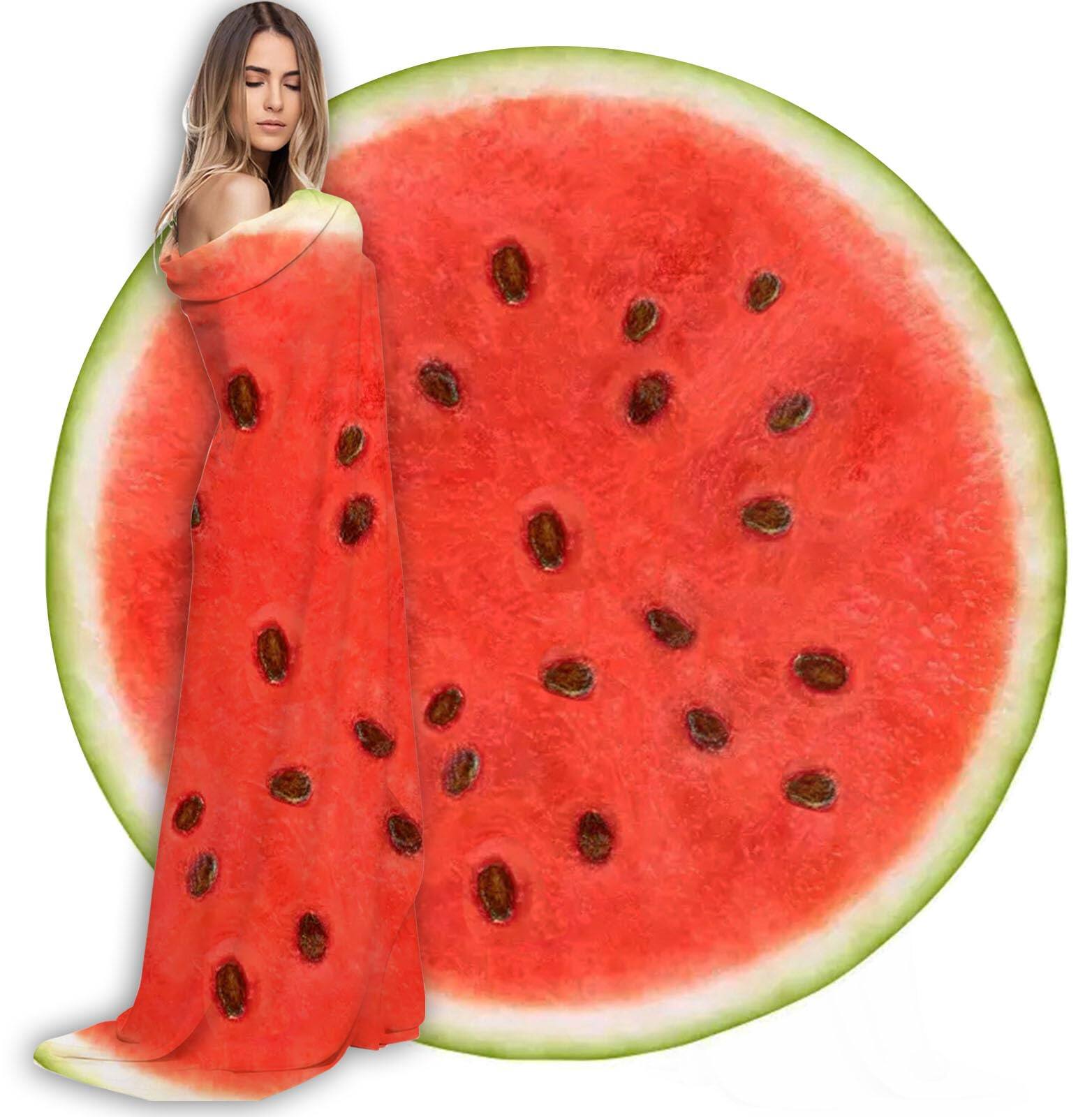 Fabibe - Watermelon Blanket Funny Food For Adults & Realistic 36 Inch Round Throw single-layer - Color18 60 Inches
