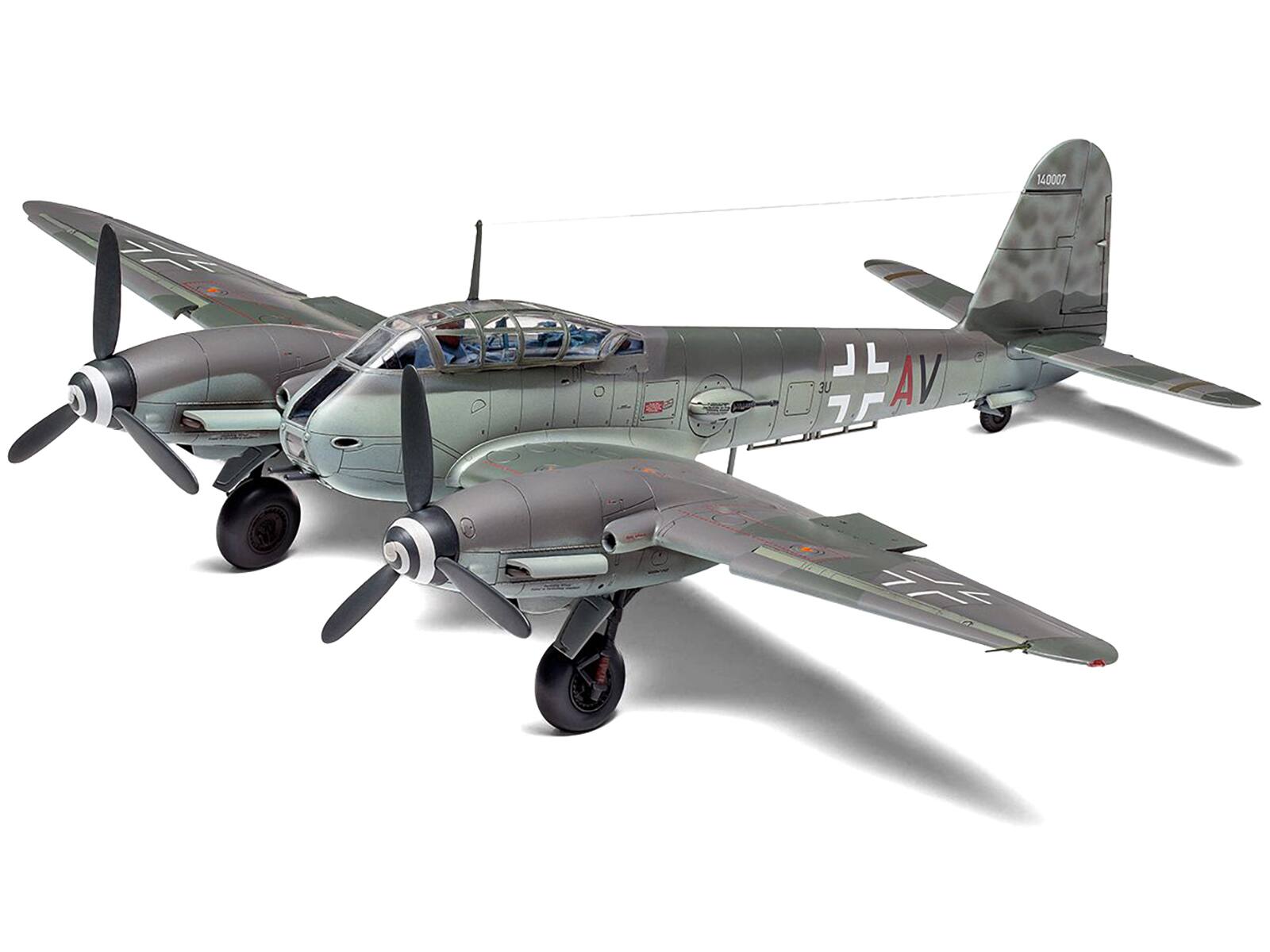 Angle. Airfix - Level 2 Model Kit Messerschmitt Me410A-1/U2 & U4 Fighter-Bomber Aircraft with 2 Scheme Options 1/72 Plastic Model Kit - Multi.