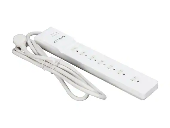 Front. Belkin - BELKIN BE107000-07-CM 7.0 Feet 7 Outlets 2160 Joules Surge Protector - Black.