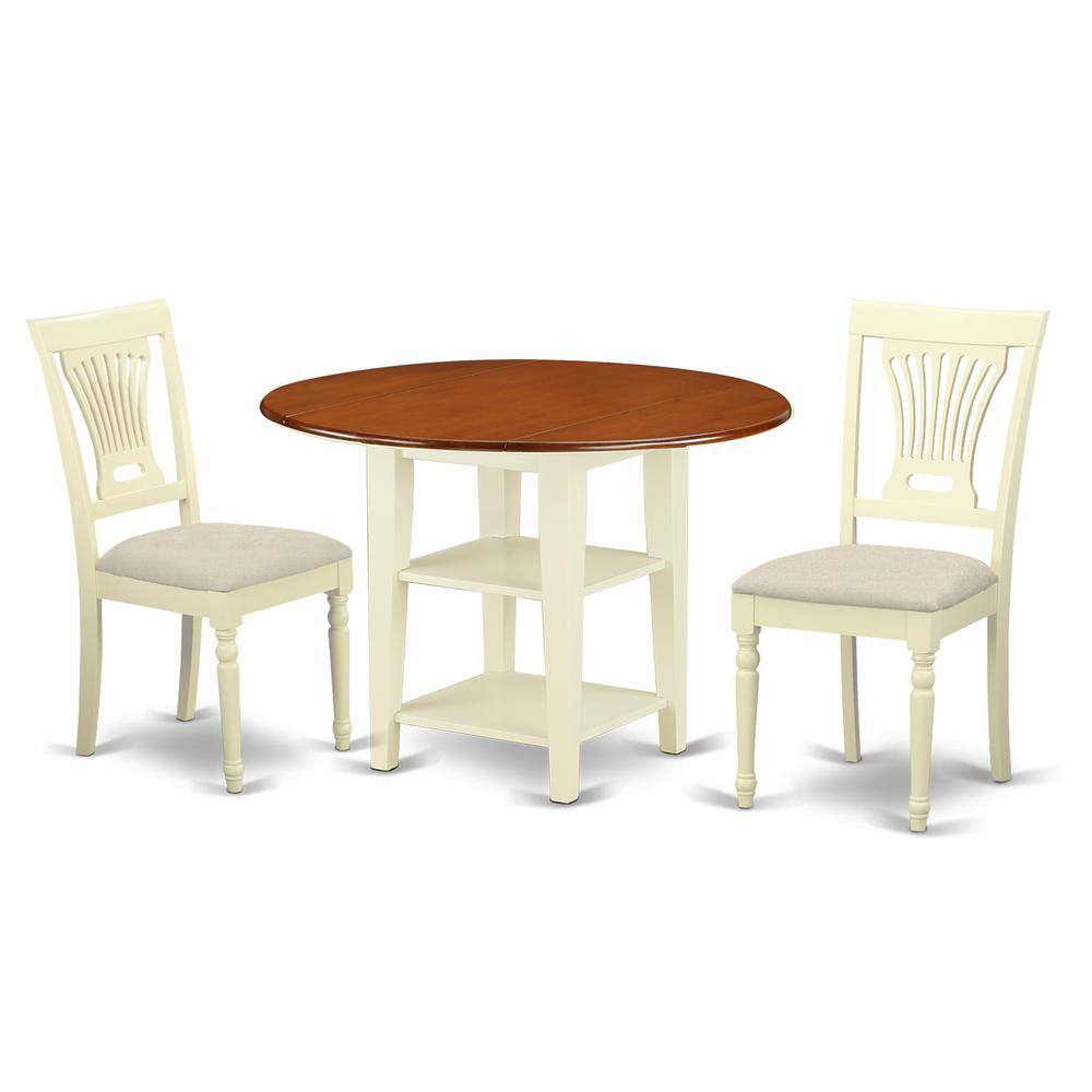 Back. East West Furniture - Dining Room Set Buttermilk & Cherry - Brown.