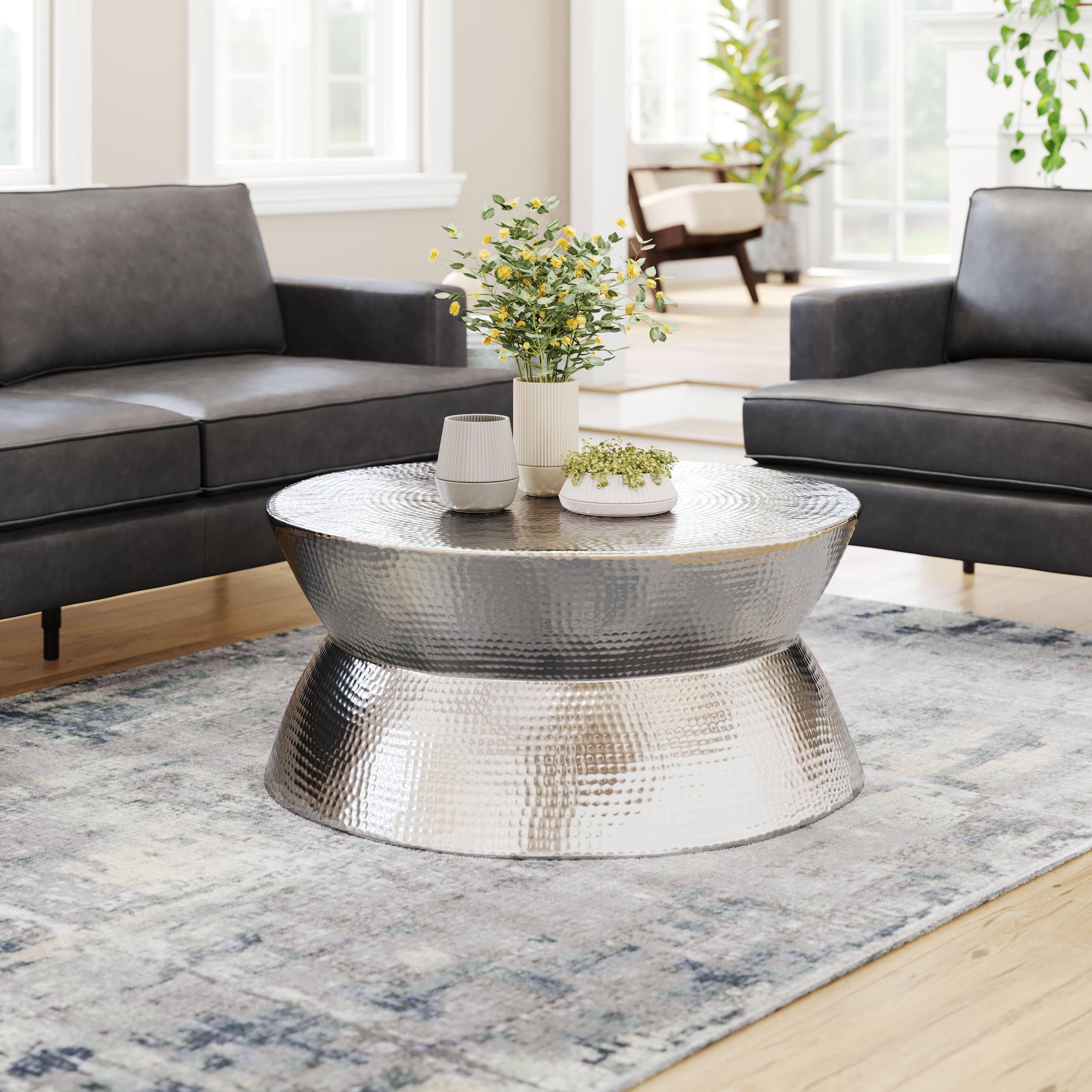 Angle. Hivvago - Madryn Coffee Table Silver - Silver.