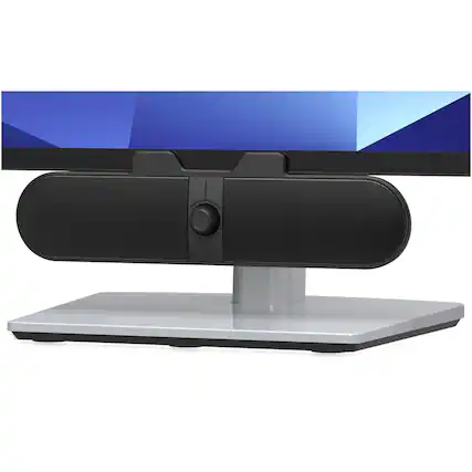 Front. Dazzed Corner - USB Computer Speakers for PC/Monitor, Clamp-On Soundbar - Black.
