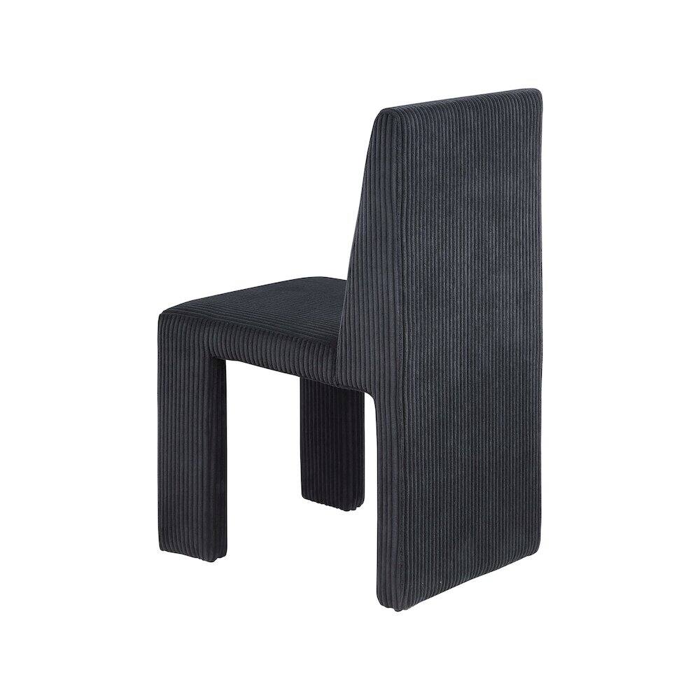 Alt View 4. Meridian Furniture - Benson Black Microsuede Corduroy Fabric Dining Chair, Set of 2 - Black.