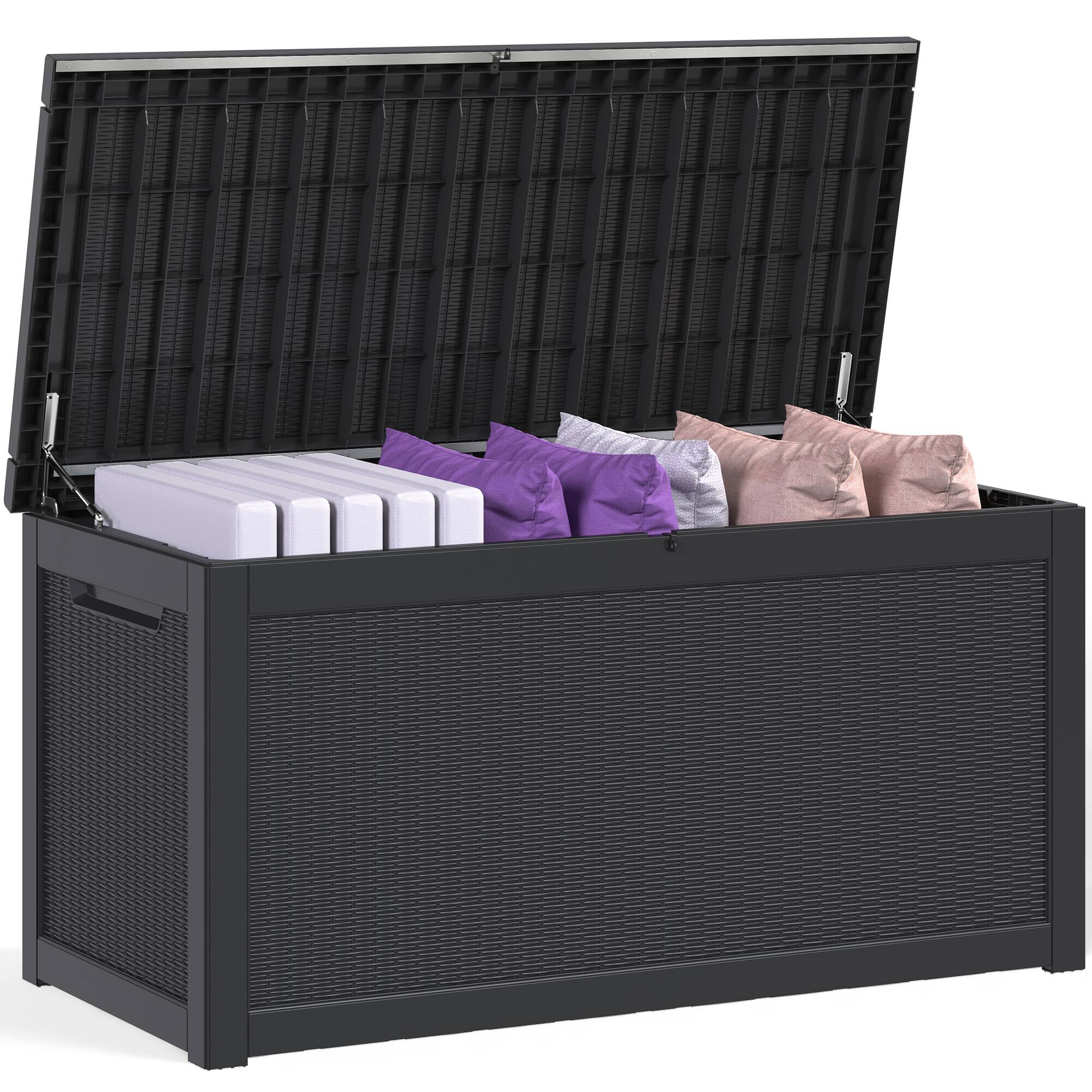 Sersper - 260 Gallon Outdoor Resin Deck Box and Bench, Multipurpose Storage for Patio and Garden - Black