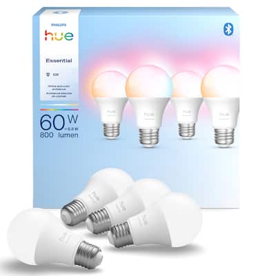 Philips Hue Essential 60W WCA A19 4Pk 592592 - Best Buy Philips Hue Essential 60W WCA A19 4Pk 592592 - Best Buy