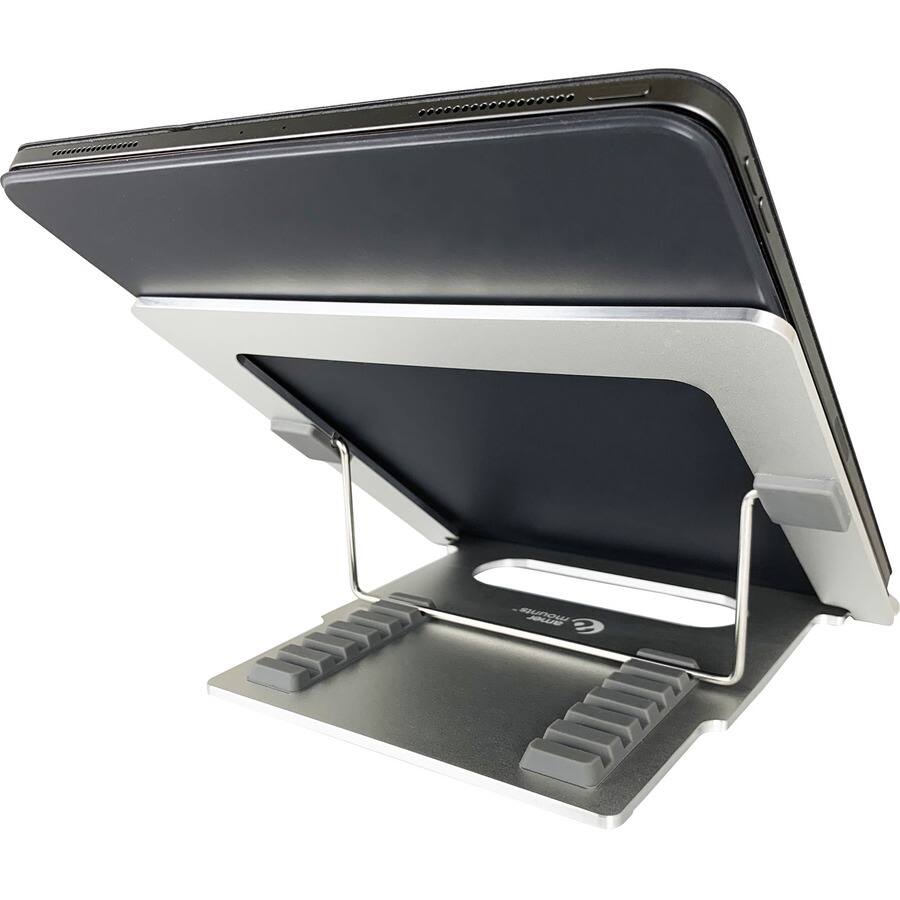 Alt View 3. Amer Networks - Amer Mounts AMRNS01 Foldable Laptop Tablet Stand - Upto 15.6" Screen Size Notebook, Tablet Support - Aluminum Alloy - Silver.