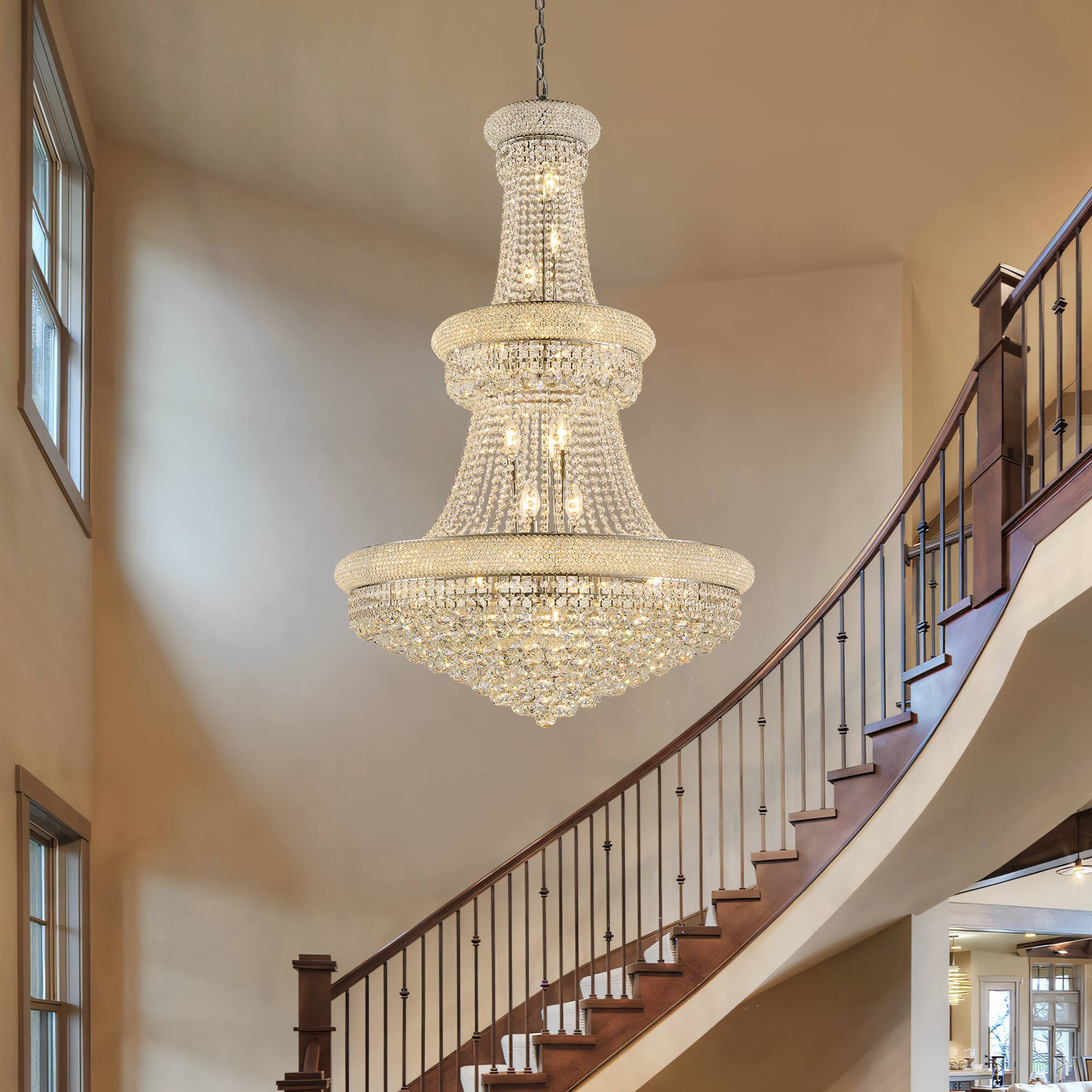 Alt View 1. Boyel Living - 32 Inch Silver Crystal Chandelier 27 Light French Empire Ceiling Light with LED Bulbs Adjustable 59 Inch Chain.