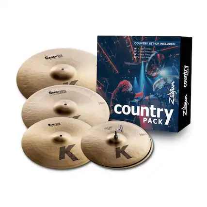 COUNTRY SET-UP INCLUDES:
15" K Light Hats
17" K Dark Thin Crash
19" K Dark Thin Crash
20" K Crash Ride
Zildjian country PACK