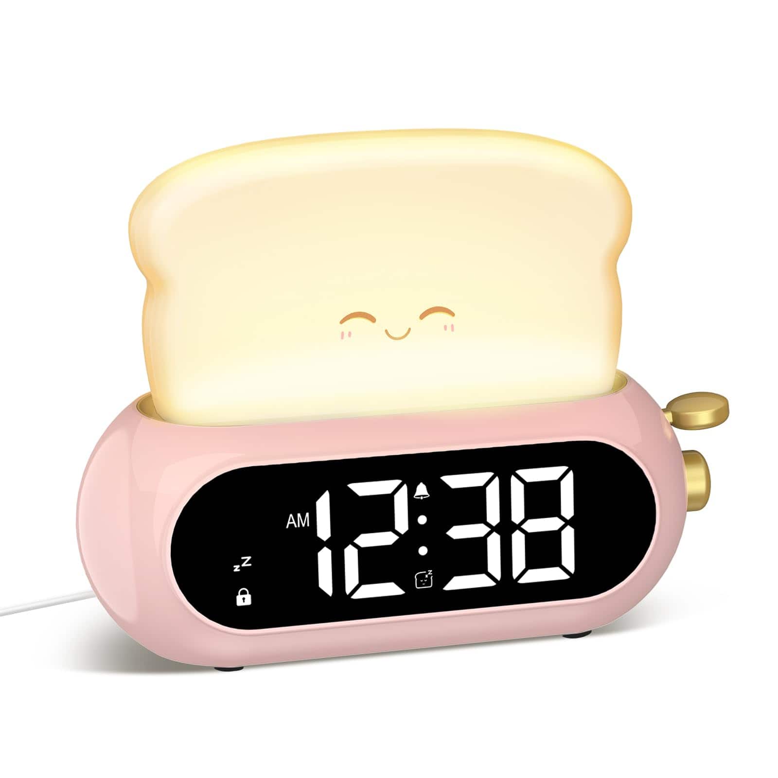 Dazzed Corner - Cute Digital Clock, Kids Alarm Clocks with Night Light Lamp - Pink