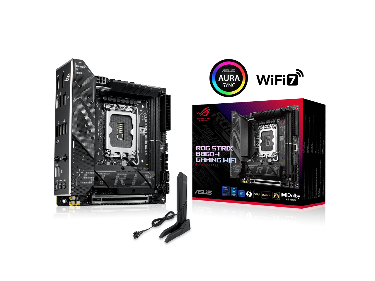 ASUS - ROG STRIX B860-I GAMING WIFI mITX, Intel Core Ultra 2 Ready, DDR5, WiFi7, Thunderbolt 4