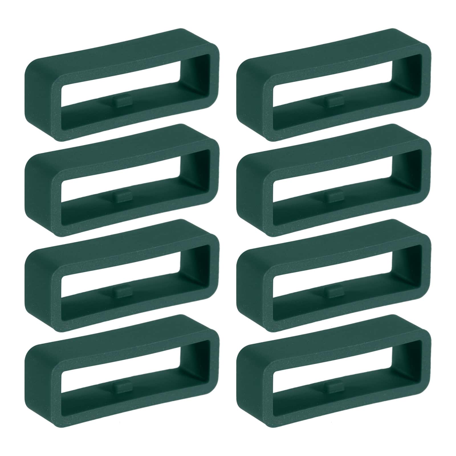 Unique Bargains - Watch Band Holder Loop, 8pcs Universal Silicone Watch Replacement Band Strap Keeper Parts for Smart Sport (24mm) - Deep Green