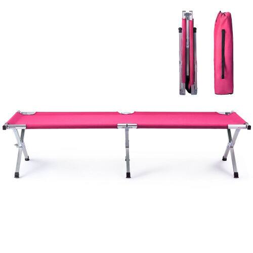 Alt View 1. Winado - 1PC Portable Folding Camping Cot with Camp Bed, Sleeping Cots, Carry Bag for Outdoor Camping Sleeping Nap Beach Travel - Pink.