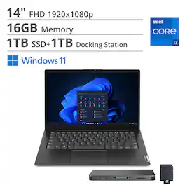 Lenovo - V14 G4 14" FHD 2025 Laptop Intel Core i7-13620H 16GB RAM 1TB SSD for Home and Business - Black