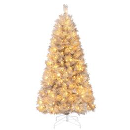 Costway - 5 FT Christmas Tree Artificial Xmas Tree with 385 Branch Tips 170 LED Lights - Silver