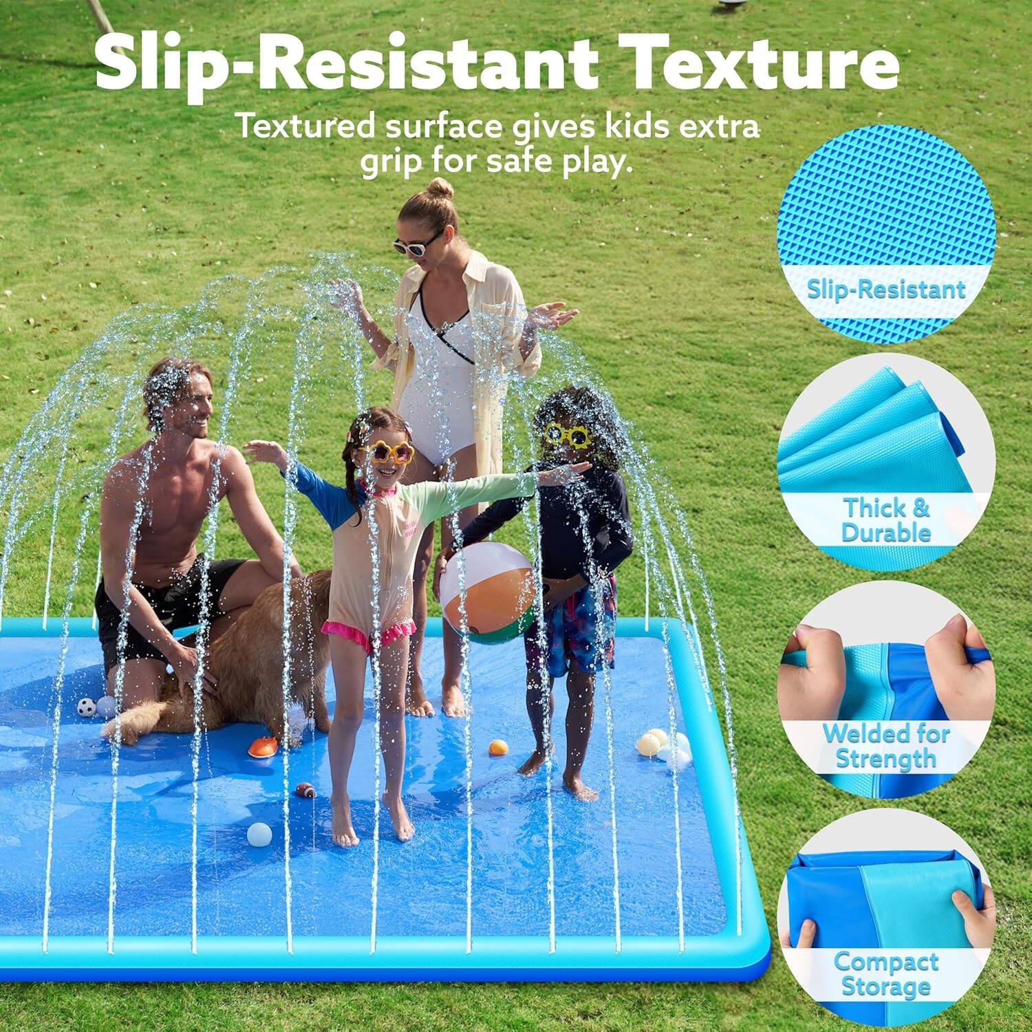Slip-Resistant Texture  
Textured surface gives kids extra grip for safe play.  

- Slip-Resistant  
- Thick & Durable  
- Welded for Strength  
- Compact Storage