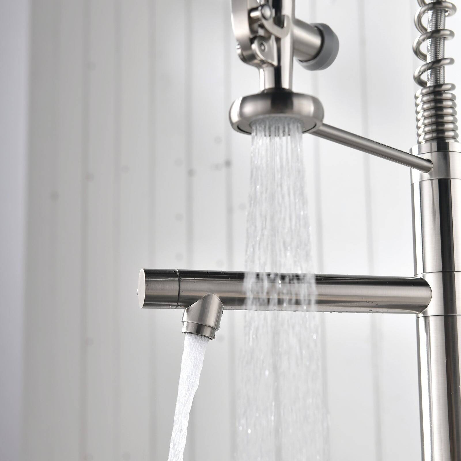 Alt View 7. Boyel Living - Contemporary Single Handle Gooseneck Pull Down Sprayer Kitchen Faucet Brushed Nickel - Brushed Nickel.