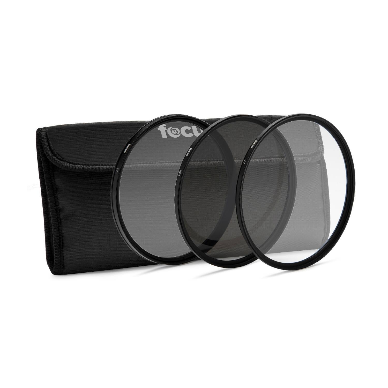 Left. Focus Electronics - Focus Camera 72mm 3-Piece Lens Filter Kit with UV, CPL and Neutral Density.