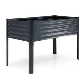 Costway - 1 PCS Galvanized Raised Garden Bed with Legs, Metal Elevated Planter Box for Vegetables - Gray