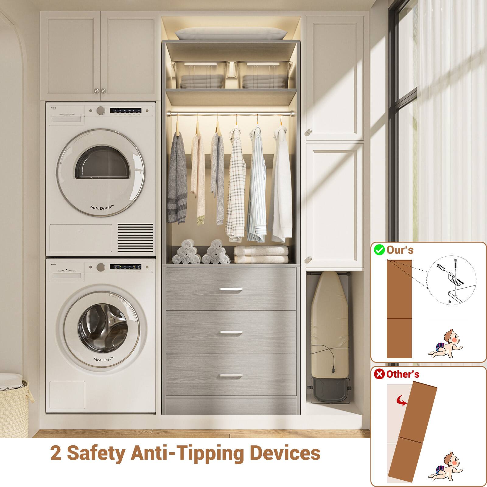 2 Safety Anti-Tipping Devices

Our's

Other's