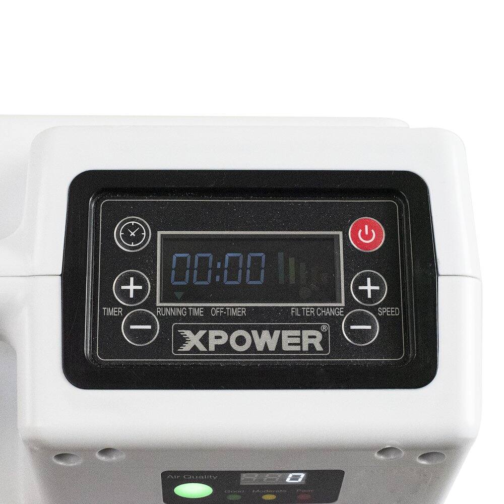 00:00 TIMER RUNNING TIME OFF-TIMER FILTER CHANGE SPEED  
XPOWER  
Air Quality 85 Moderato