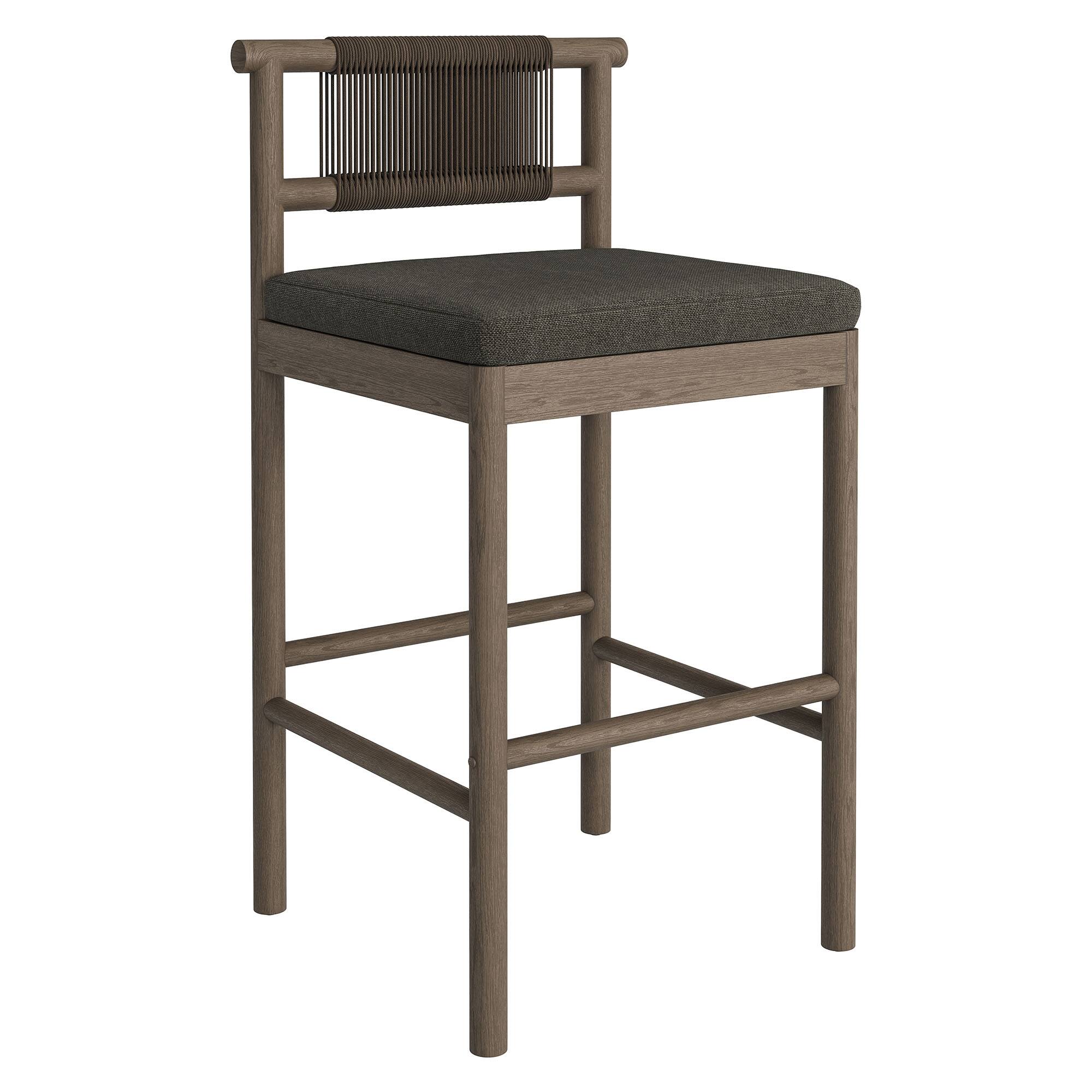 Alt View 2. Modway - Eleni Outdoor Teak Wood Bar Stools Set of 2 by Modway - Weathered Gray Flint.