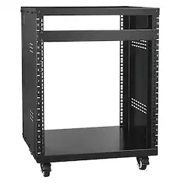 VEVOR - 12U AV Rack Stand, 300 lbs Capacity, Network Stereo Recording Studio Rack with Lockable Caster Wheels Round - Black