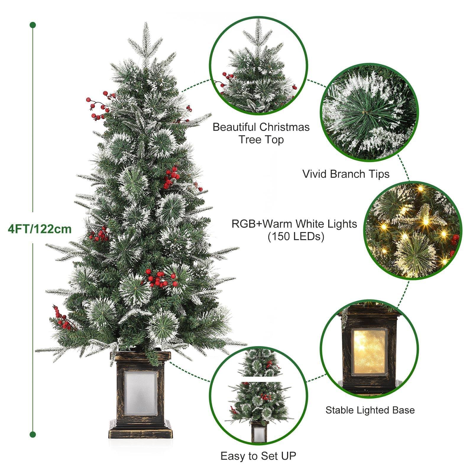 Beautiful Christmas Tree Top  
Vivid Branch Tips  
RGB+Warm White Lights (150 LEDs)  
Stable Lighted Base  
Easy to Set Up  
4FT/122cm