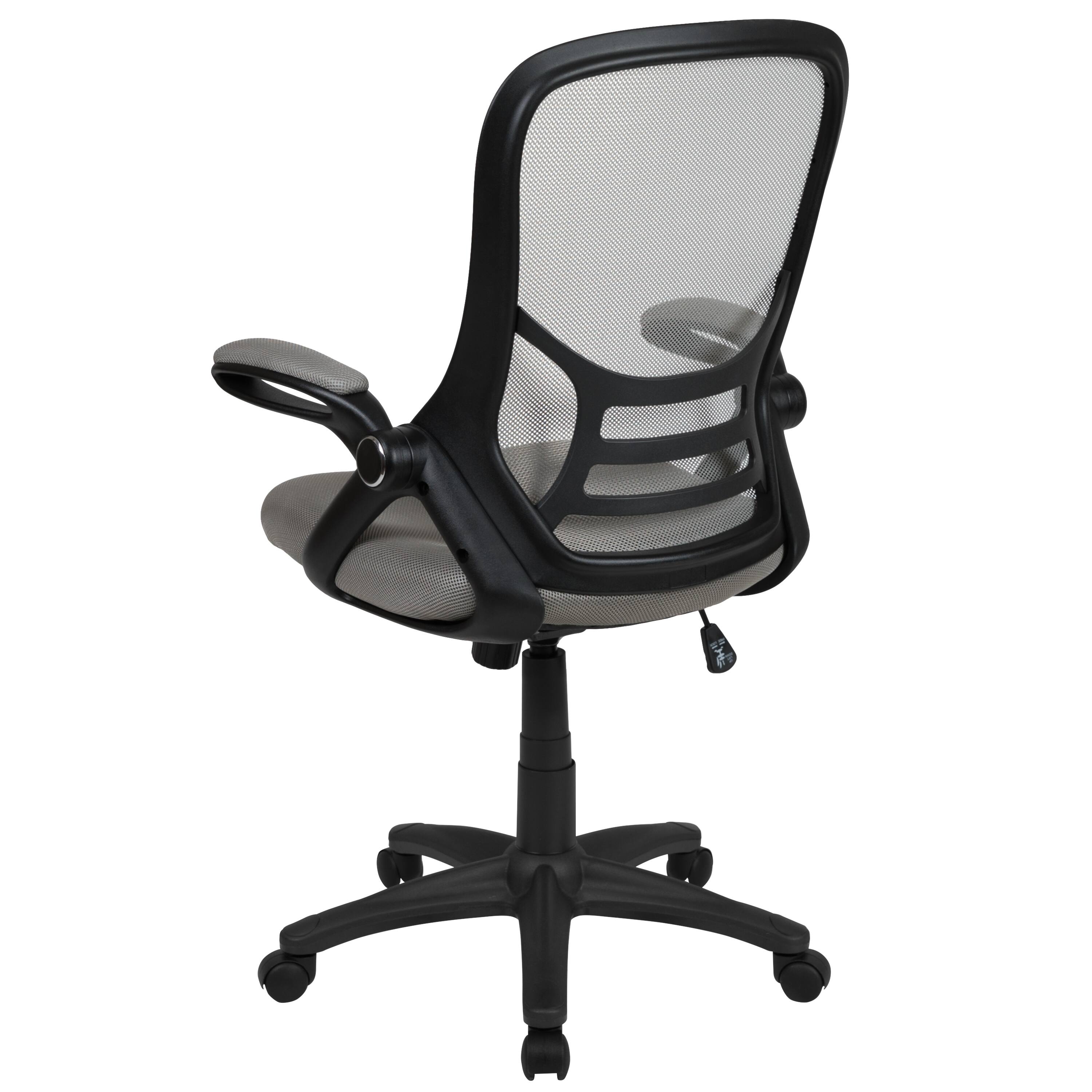 Alt View 5. Emma + Oliver - High Back Mesh Ergonomic Office Chair with Flip-up Arms - Light Gray.
