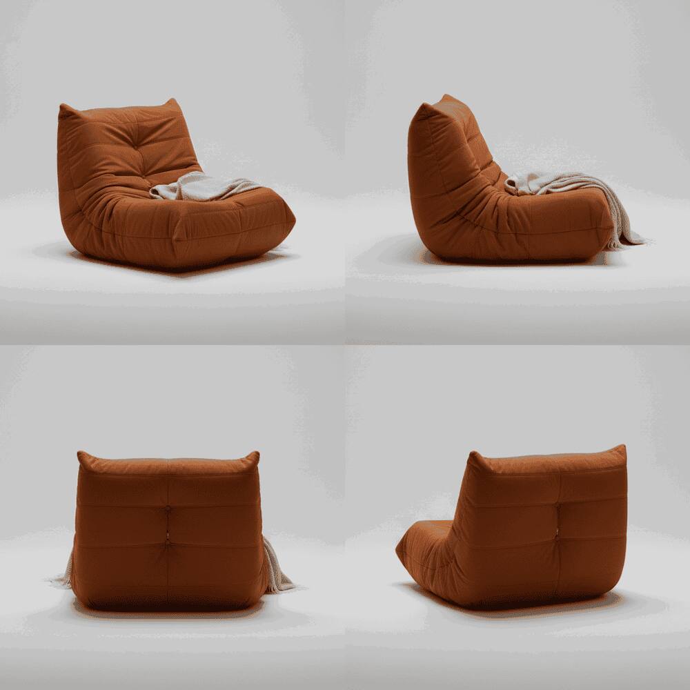 Alt View 4. Kadyn - Luxury Accent Chair with Button-Tufted Detail, Orange Microfiber Comfy Chair for Living Room, 1pc - Orange.