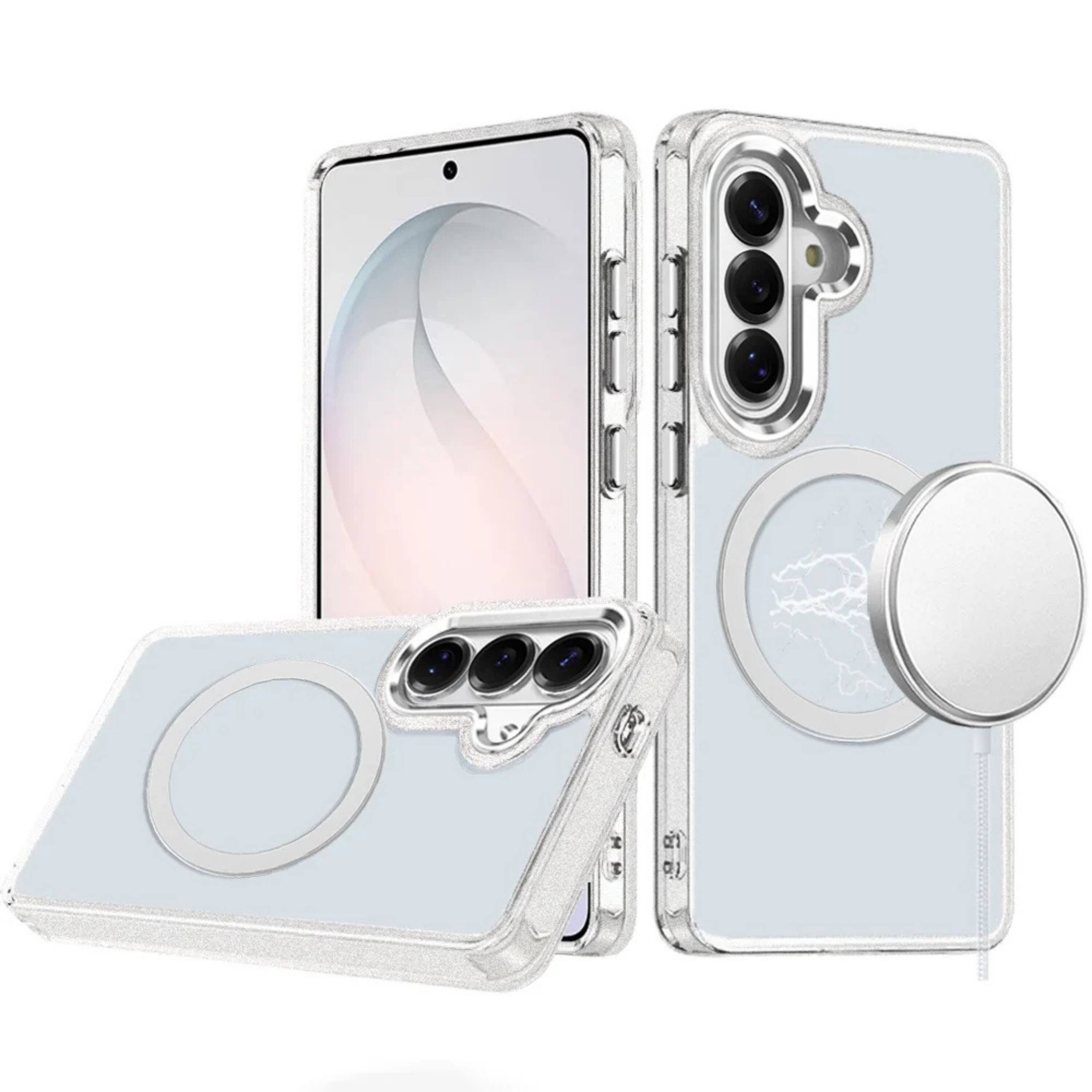 Front. Kitcheniva - Clear Hybrid Metal Button Protective Case With Tempered Glass For Samsung S26 6.3 Inch Clear - Clear.