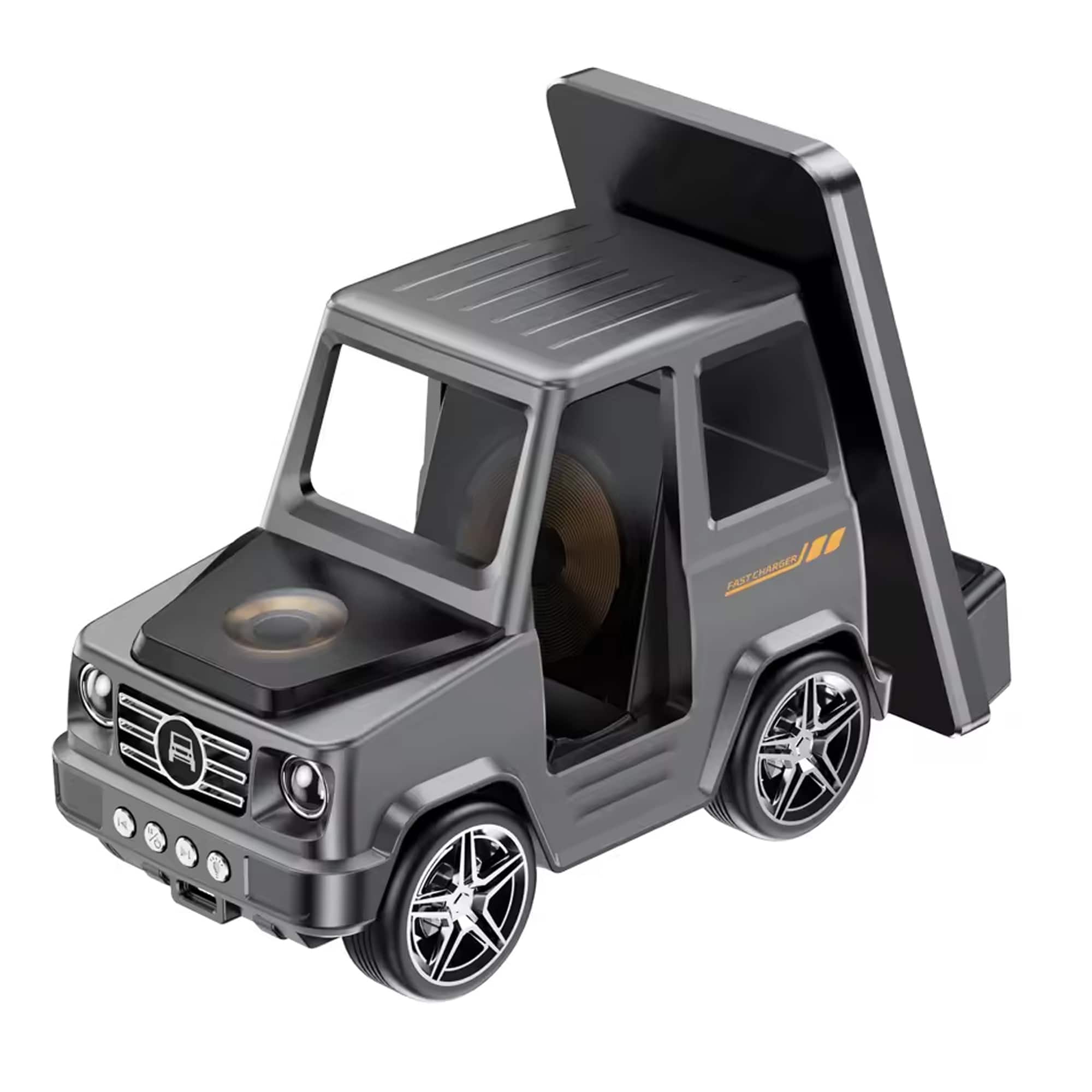 YONWAY - Forklift Design Fast Charging Dock, 15W Wireless Charger with Clock and Ambient Lighting for Phone, Earphone and Watch