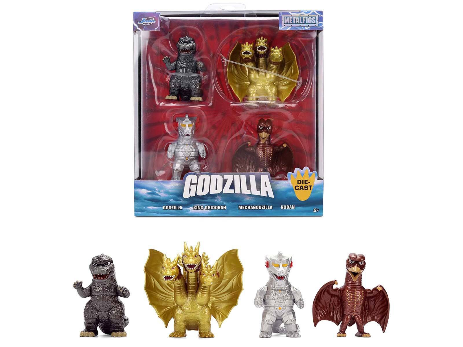 Set of 4 Diecast Figures "Godzilla" Franchise "Metalfigs" Series by Jada - Multicolor