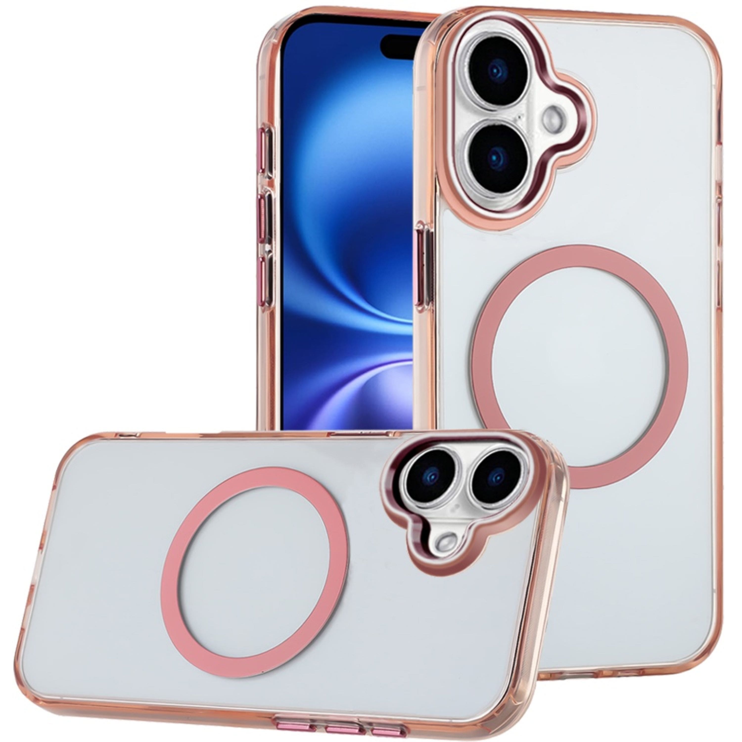 Kitcheniva - Trans-Clear Metal Buttons Phone Cover Phone Case With Tempered Glass For iPhone 17 - Rose Gold price history on PriceWatchPro