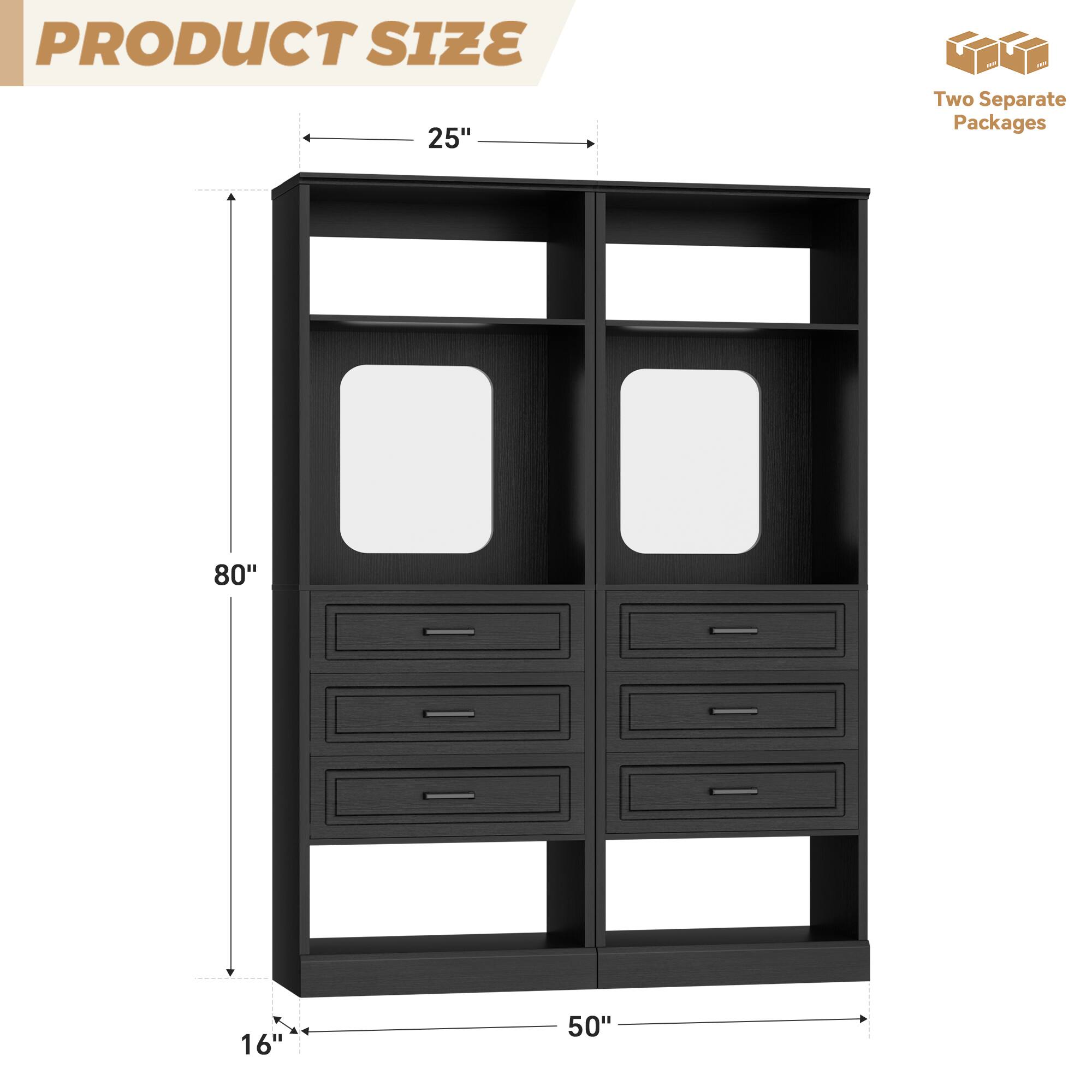 PRODUCT SIZE 25" x 80" x 50" x 16"
Two Separate Packages