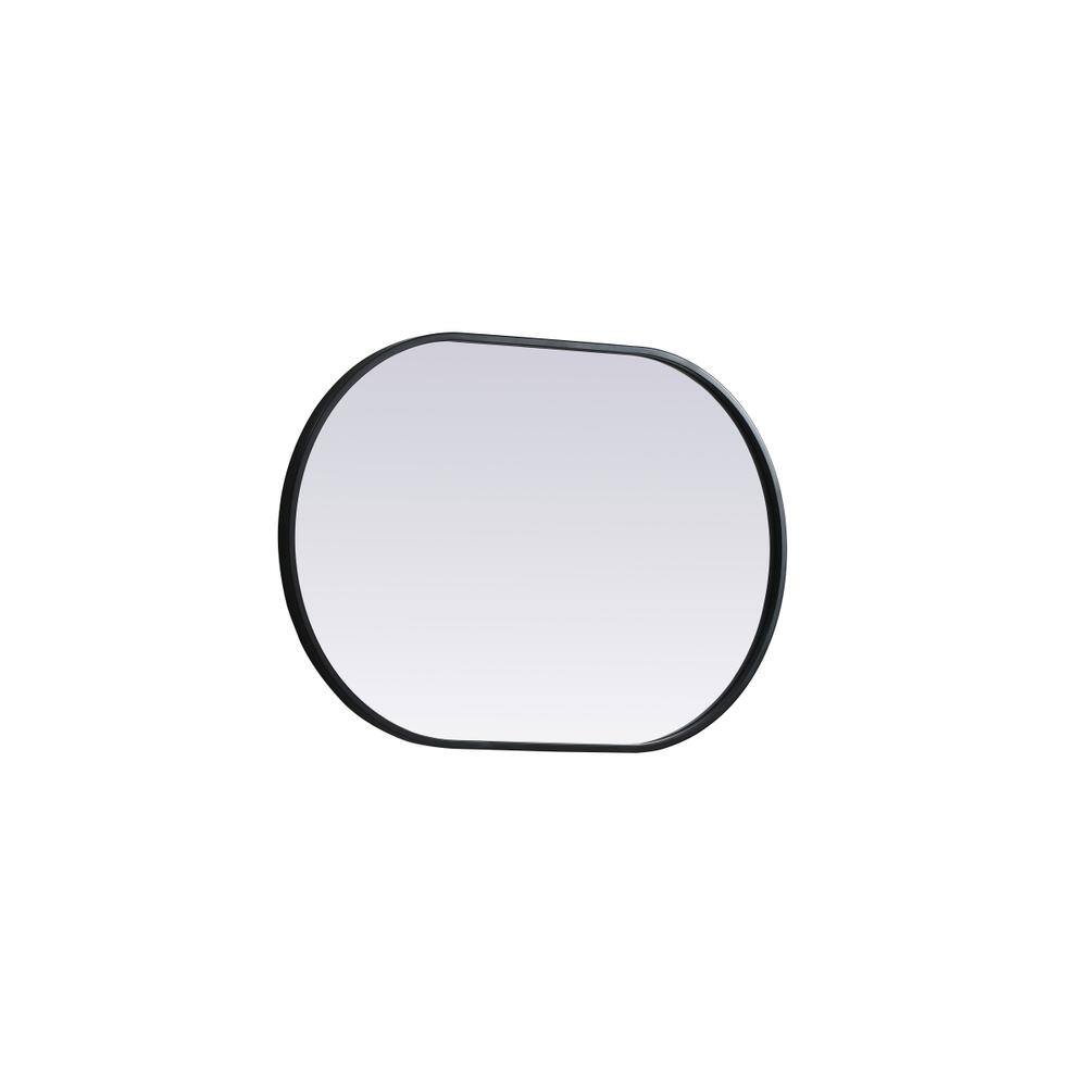 Left. Elegant Decor - Metal Frame Oval Mirror 20x30 Inch in Black - Black.