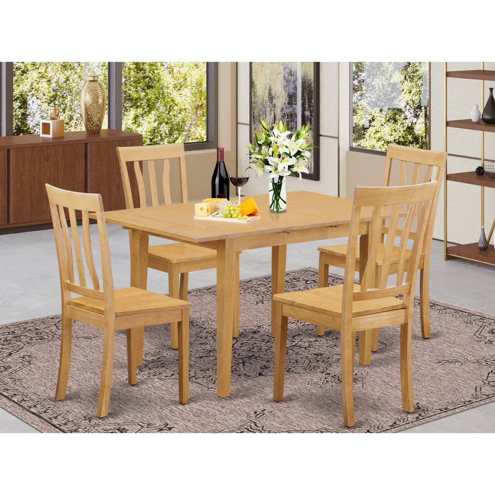 Back. East West Furniture - 5 Pc Dinette set - Dinette Table and 4 Dining Chairs - Oak.